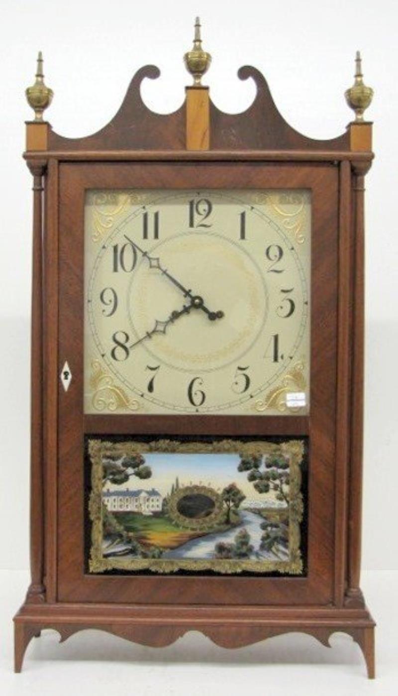 Signed Henri & Hirschel Pillar & Scroll Clock