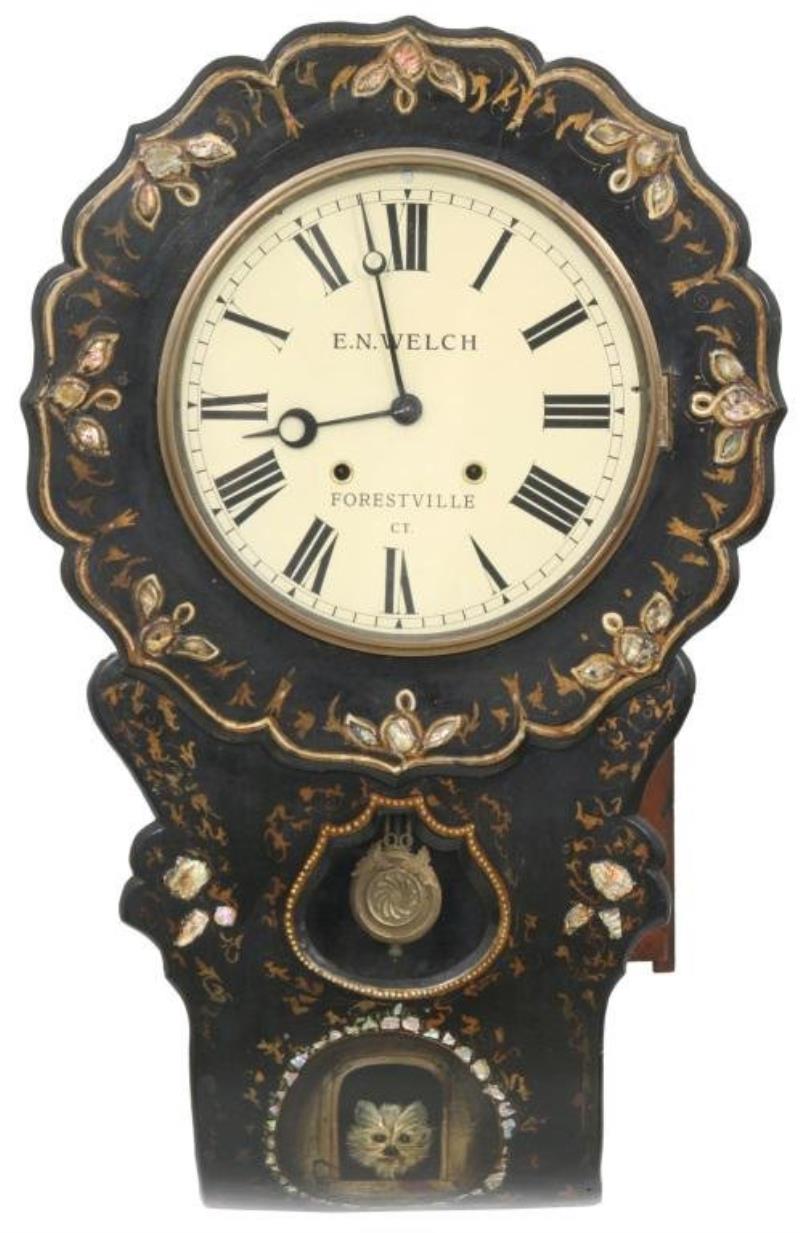 E.N. Welch Papier Mache Wall Clock