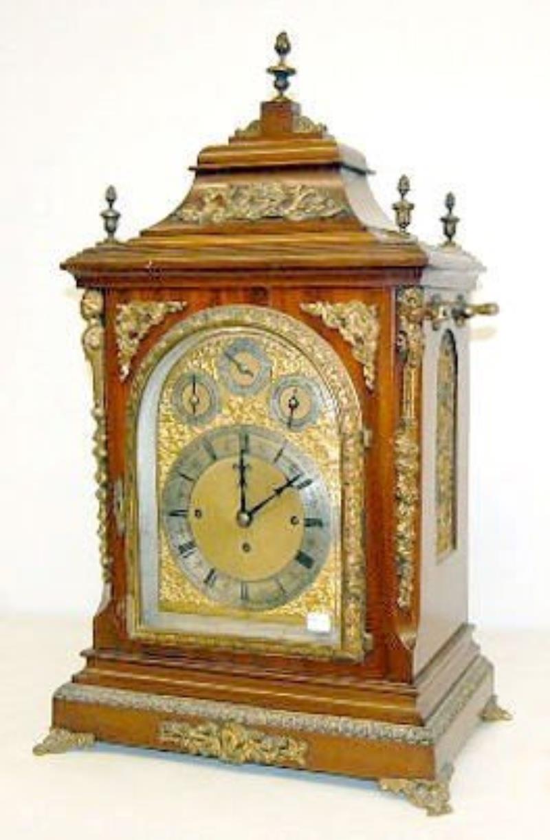 Ornate English 3 Train 8 Bell Bracket Clock