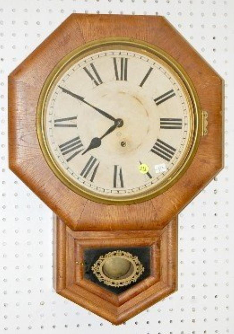 Ansonia Oak Octagon Short Drop Clock