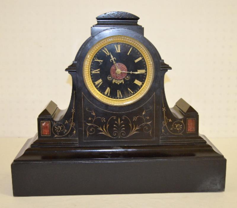 Antique French Slate and Marble Mantle Clock