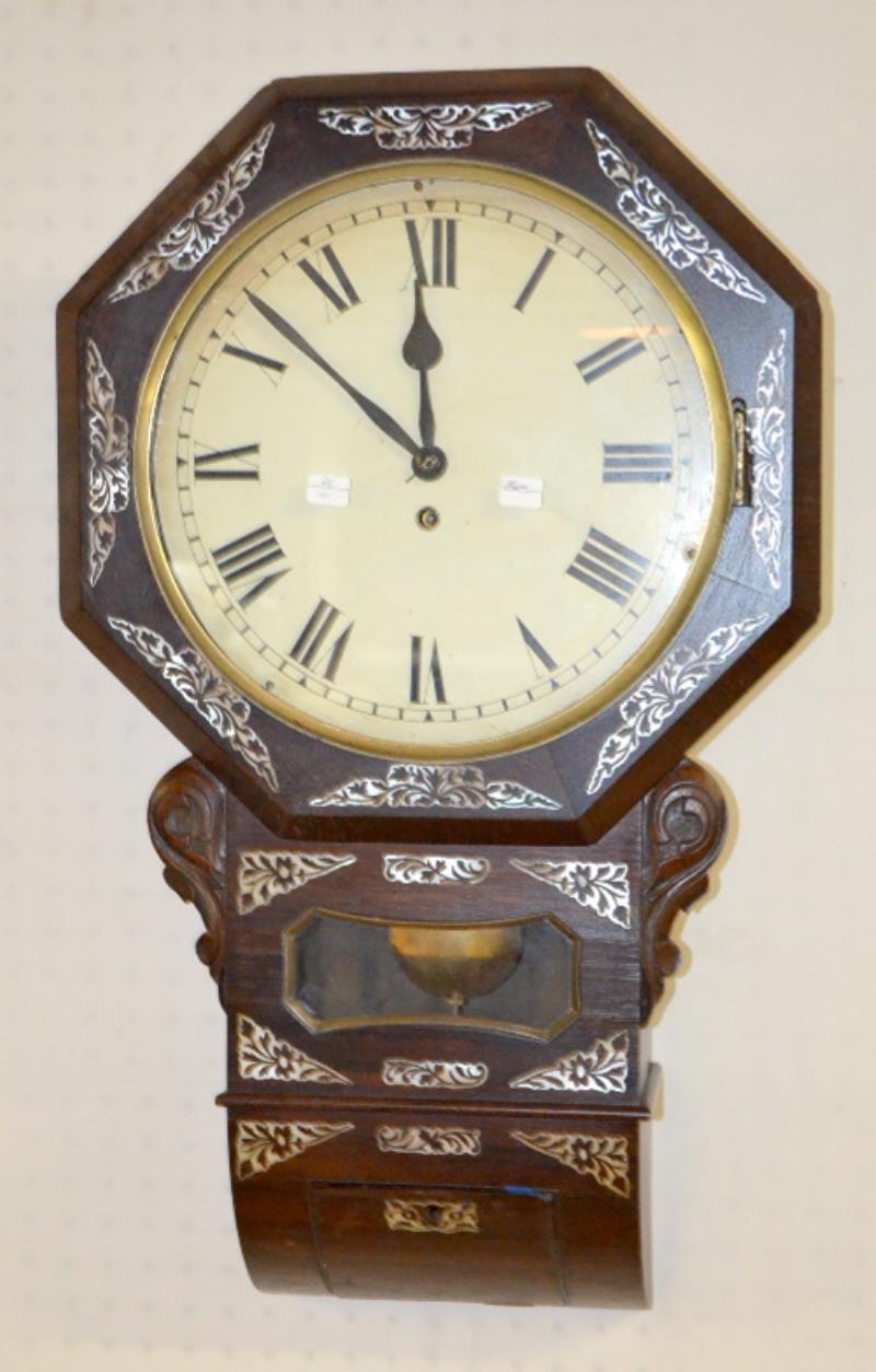 Antique Anglo American M.O.P. Fusee Wall Clock