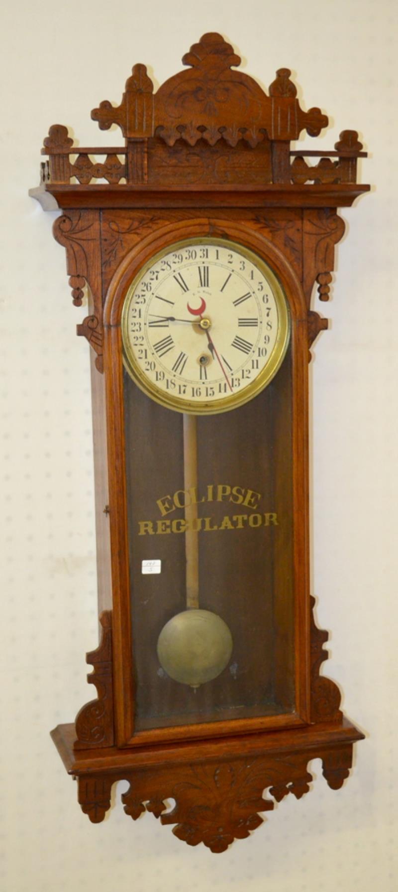 Antique E.N. Welch “Eclipse” Regulator Calendar Clock