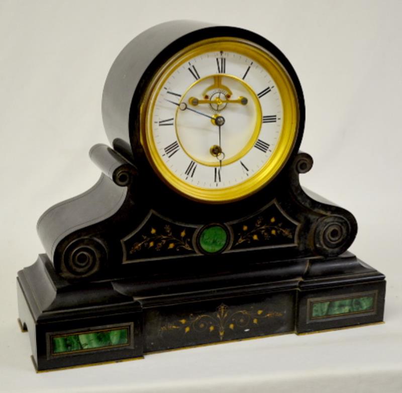 French A. Brocot Black Onyx Mantel Clock, Circa 1870