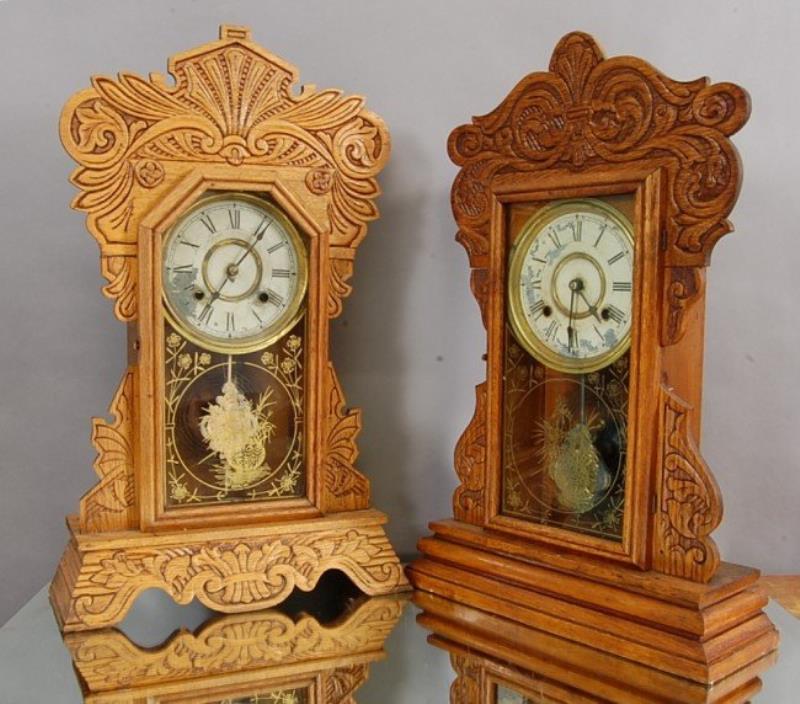 2 New Haven Oak Mantel Clocks