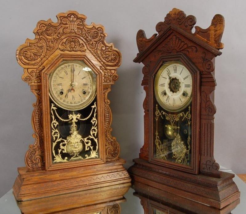 2 Waterbury Oak Mantel Clocks