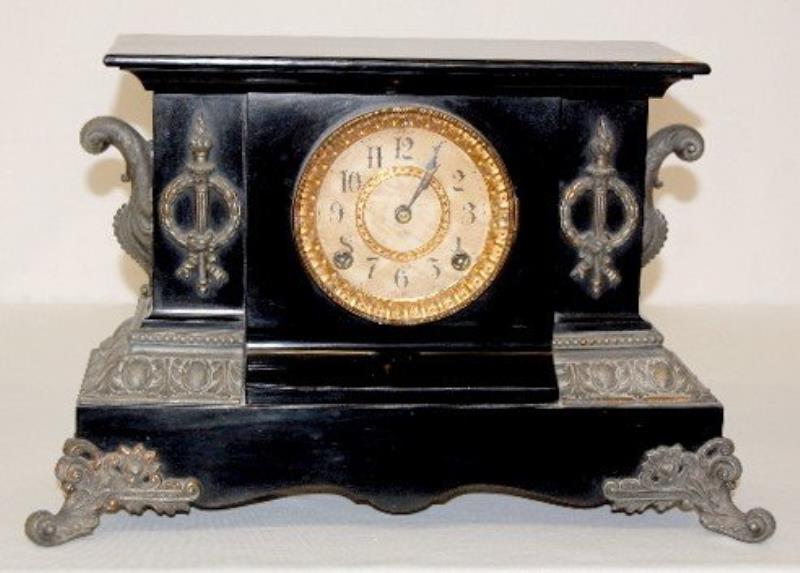 Ansonia “Cambridge” Enameled Iron Mantel Clock