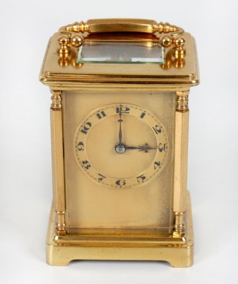 An early 20th century brass carriage clock