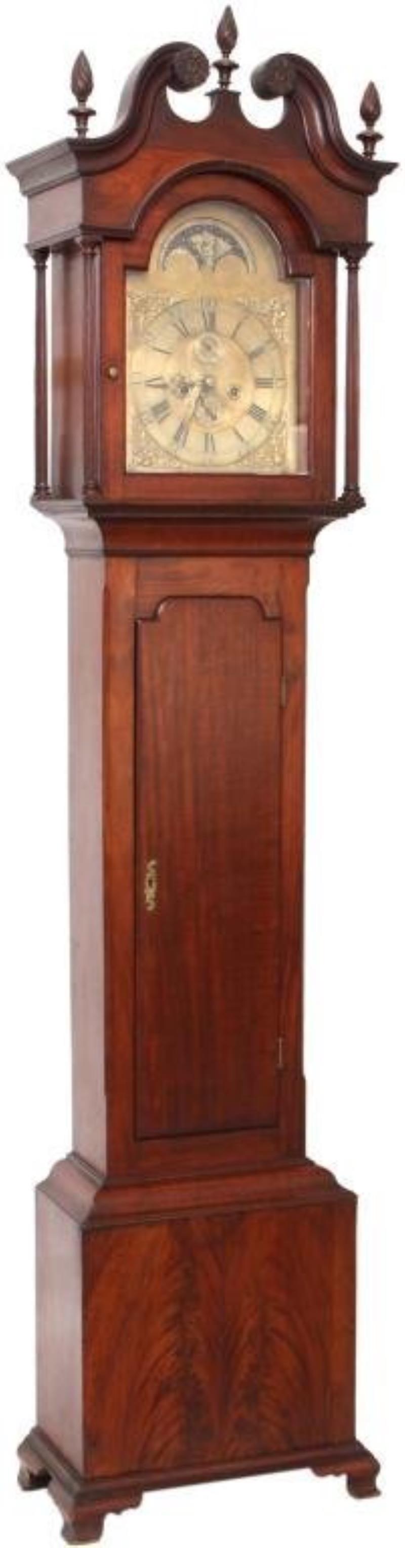 John Wood Mahogany Tall Case Clock