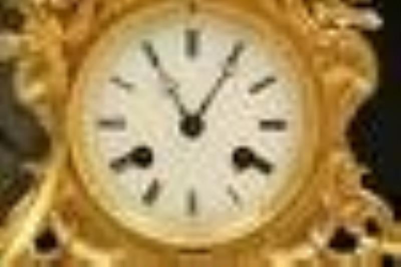 Large French Bronze, Dore and Onyx Figural Clock