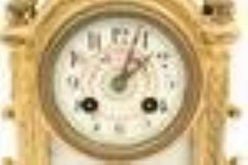 French Louis XVI style bronze and porcelain clock