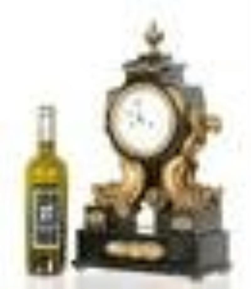Continental Ebonized Figural Serpent Clock