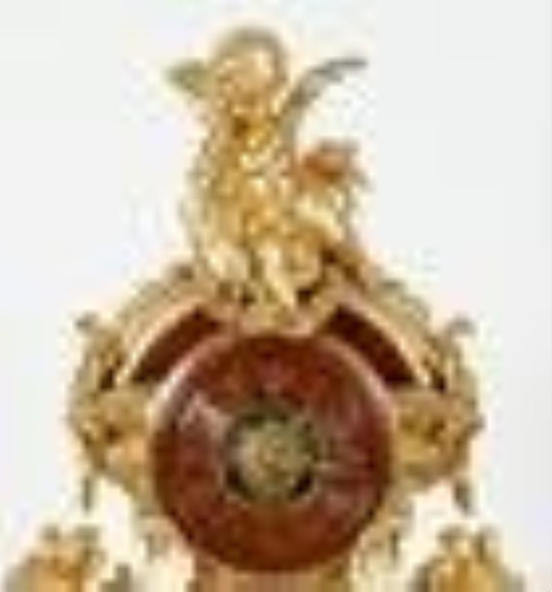 French Gilt Bronze and Marble Mantle Clock