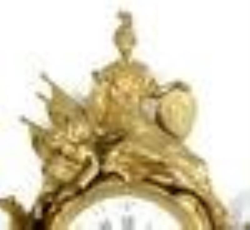 French Tiffany & Co. Figural Gilt Bronze Cartel Clock