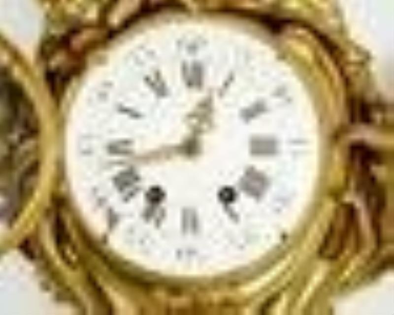 French Tiffany & Co. Figural Gilt Bronze Cartel Clock
