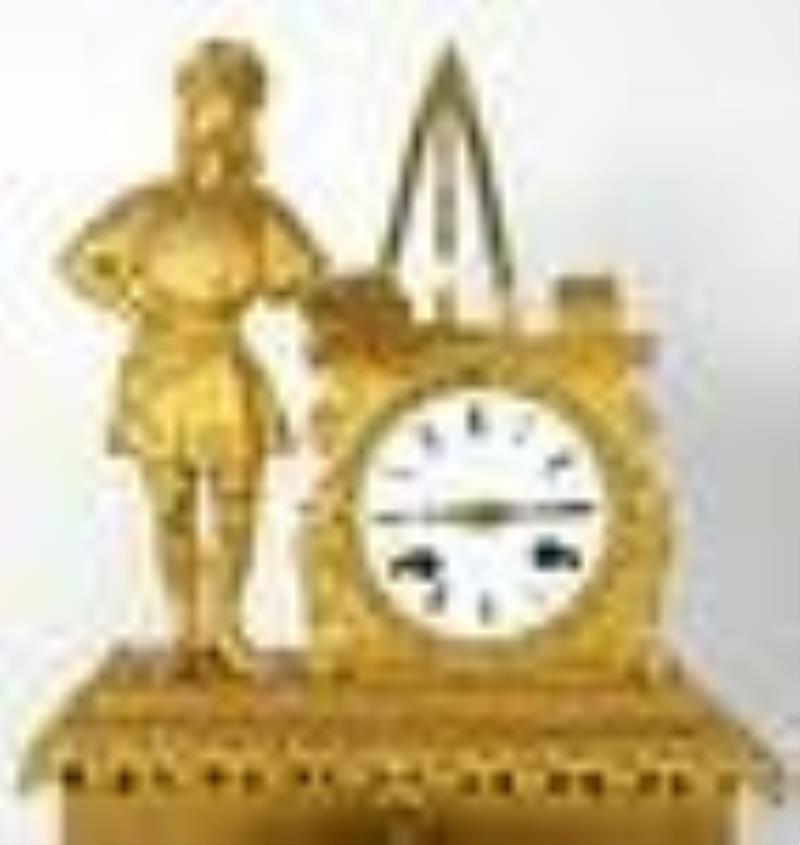 French Bronze Figural Artist Mantle Clock