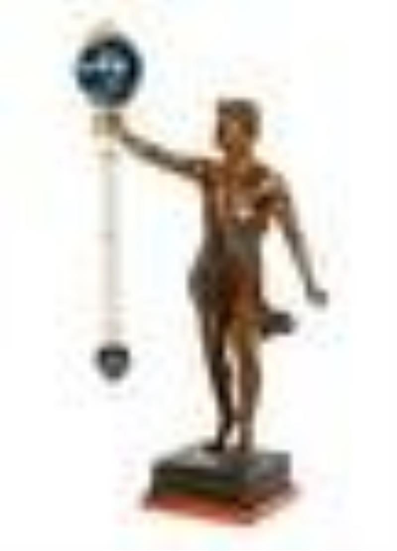 Spelter Figural Mystery Swinging Ball Clock