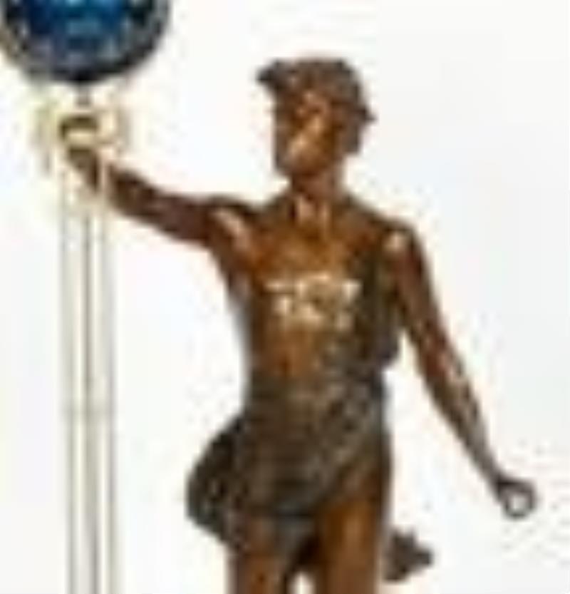 Spelter Figural Mystery Swinging Ball Clock