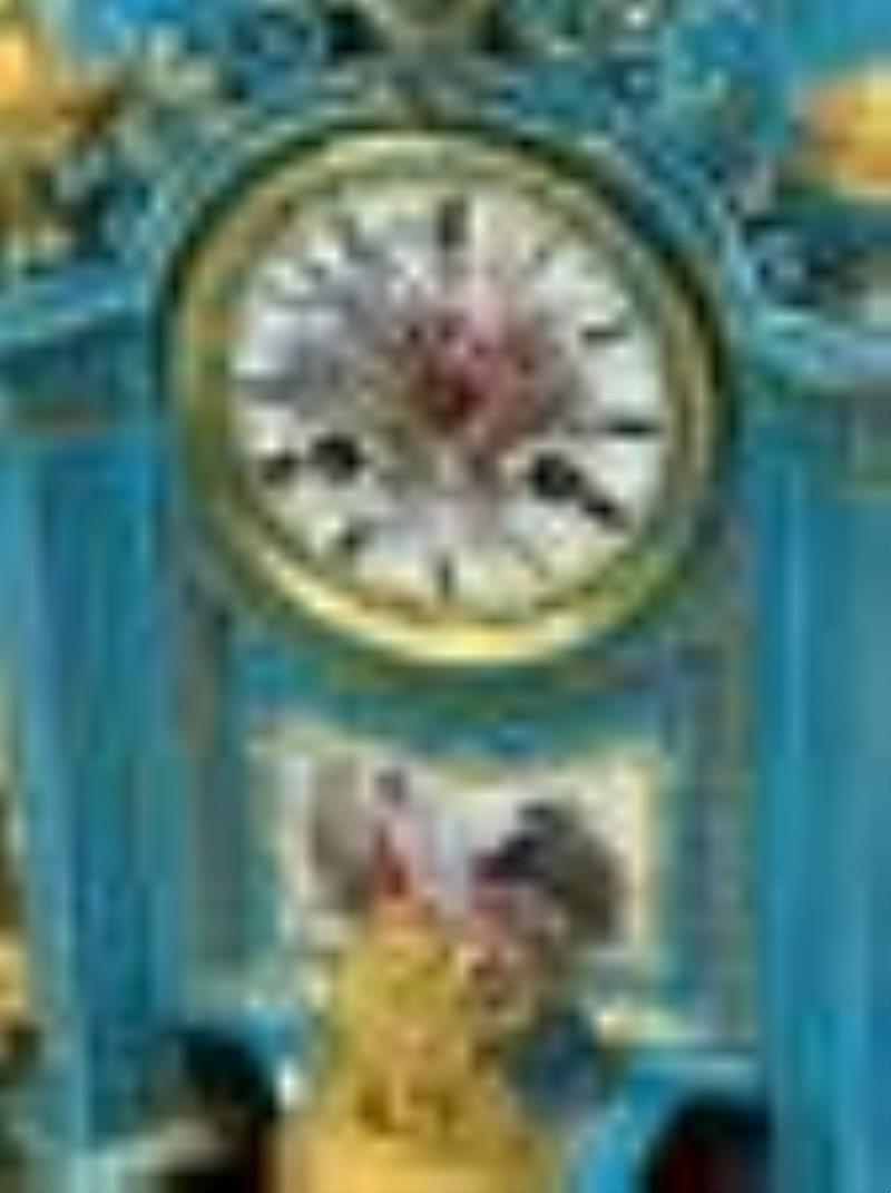French Gilt Bronze And Porcelain Mantle Clock