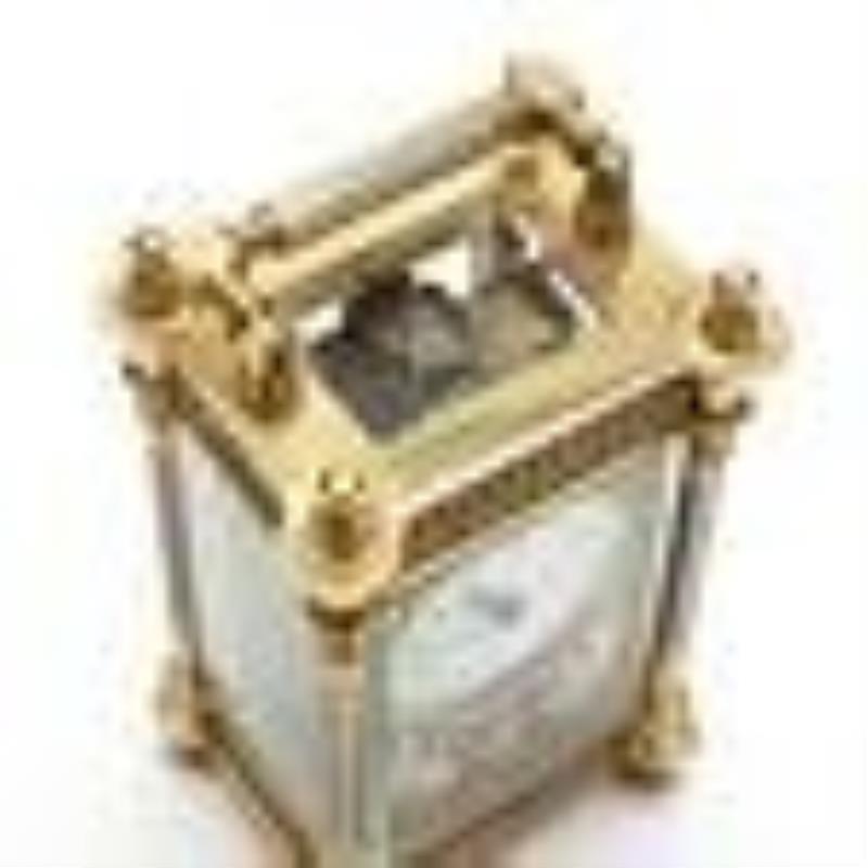 R & Co., French Brass and Enamel Carriage Clock