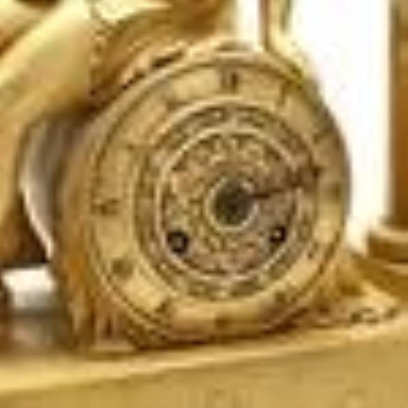French Neoclassical Dore Bronze Figural Mantel Clock, Signed Pickard
