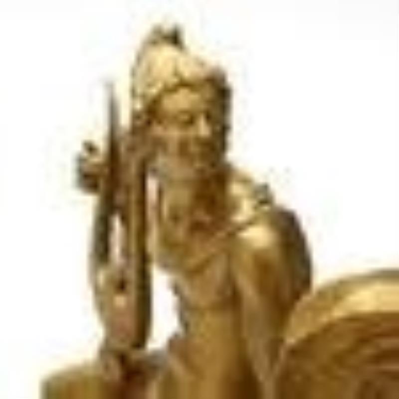 French Neoclassical Dore Bronze Figural Mantel Clock, Signed Pickard