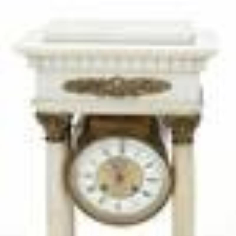 Samuel Marti, Empire Style Marble and Ormolu Portico Mantel Clock