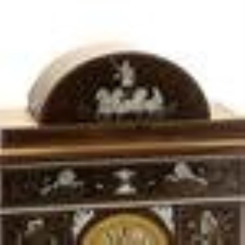 Antique French Inlaid Rosewood Portico Clock