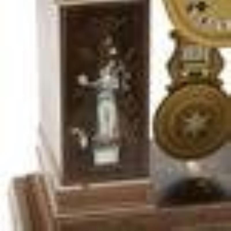 Antique French Inlaid Rosewood Portico Clock