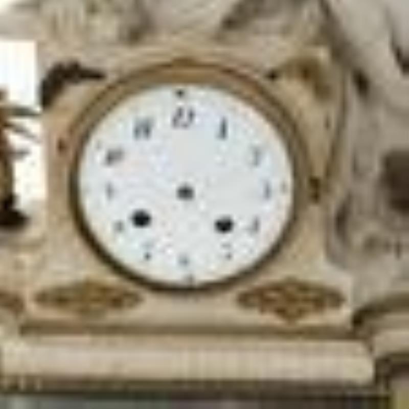 Neoclassical Marble and Ormolu Figural Mantel Clock