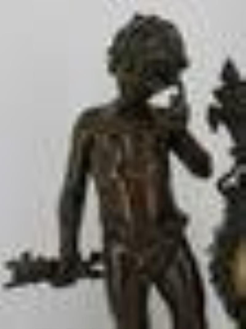 Antique Patinated Metal Figural Clock