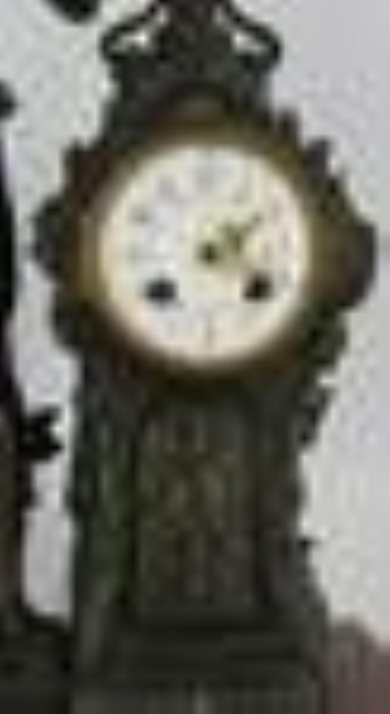 Antique Patinated Metal Figural Clock