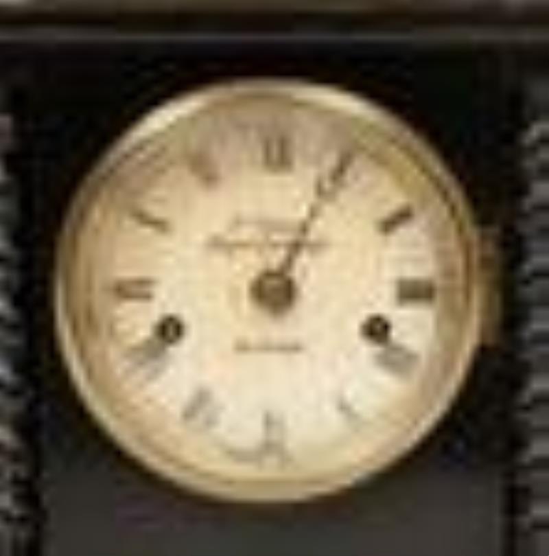 English Brass Mounted Ebonized Mantel Clock