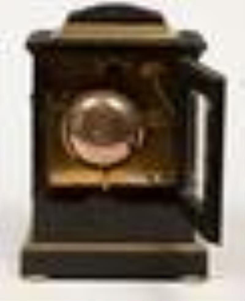English Brass Mounted Ebonized Mantel Clock