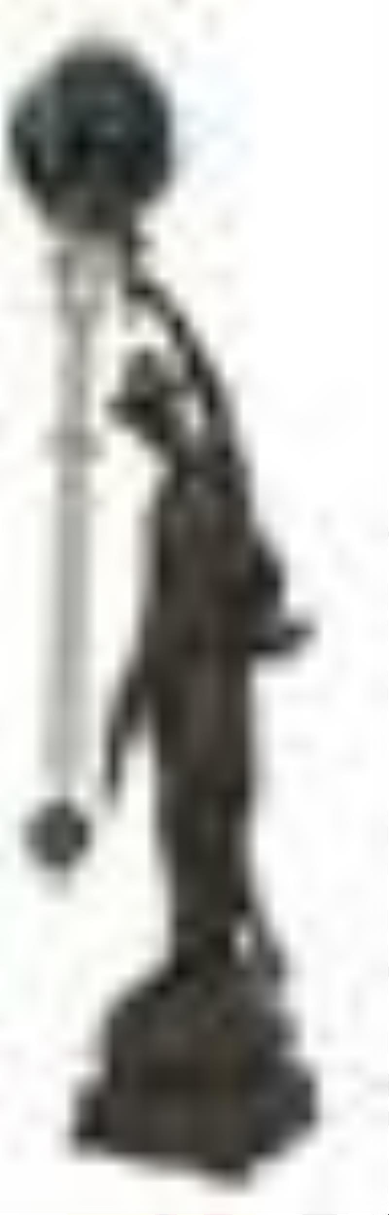 Contemporary Ebonized Bronze Swinging Arm Clock, 20th c., after the antique original, with a large