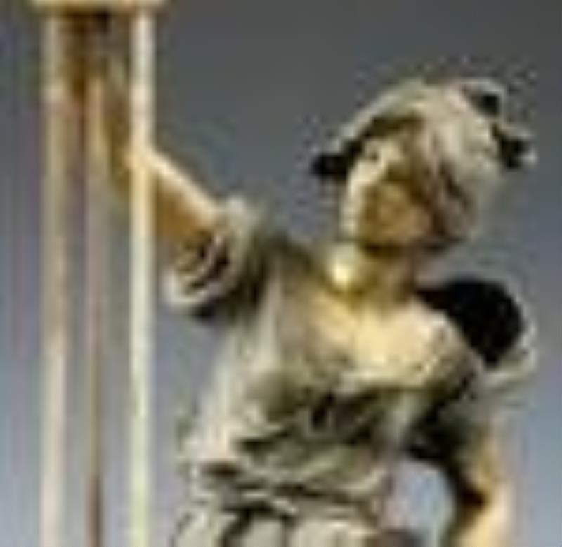 French Glaneuse Swinging Arm Figural Clock