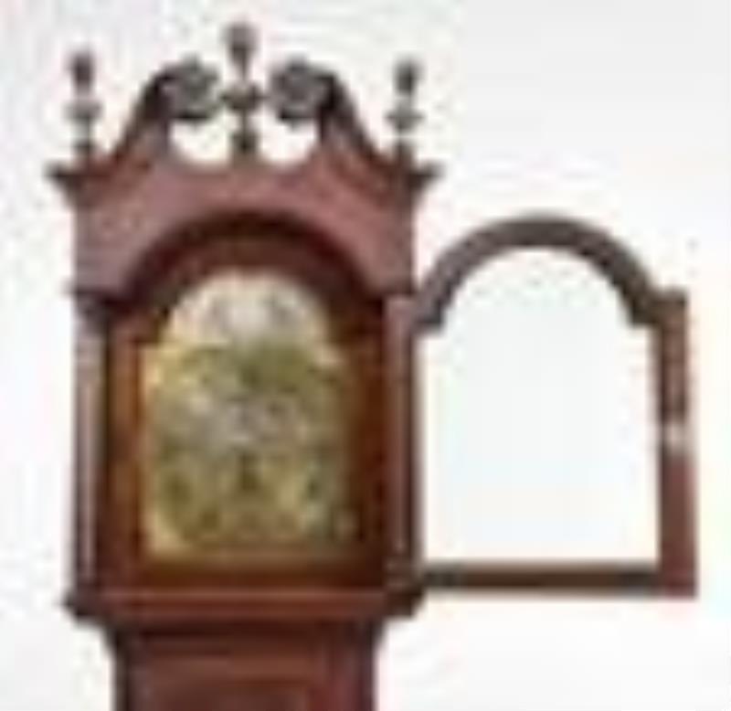 New Jersey Chippendale Carved Walnut Tall Case Clock