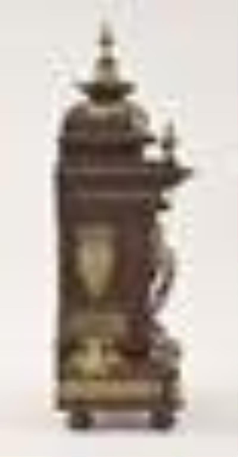 A late 19th century Lenzkirch mantel clock with champleve enamel dial