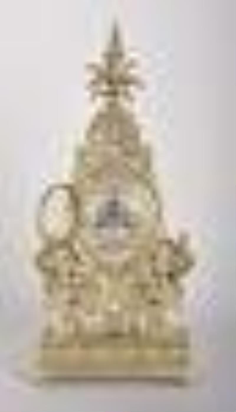 Japy Freres oriental style cast brass mantel clock