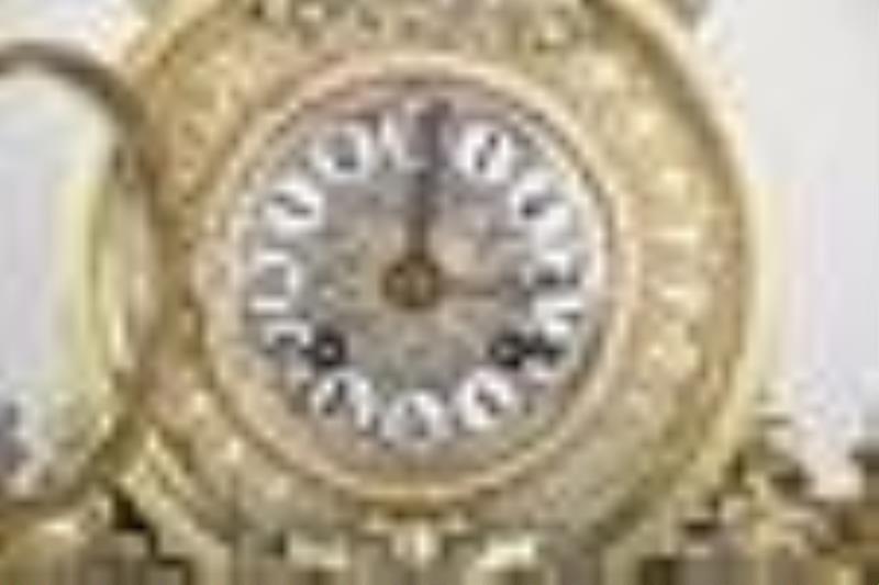 Japy Freres oriental style cast brass mantel clock