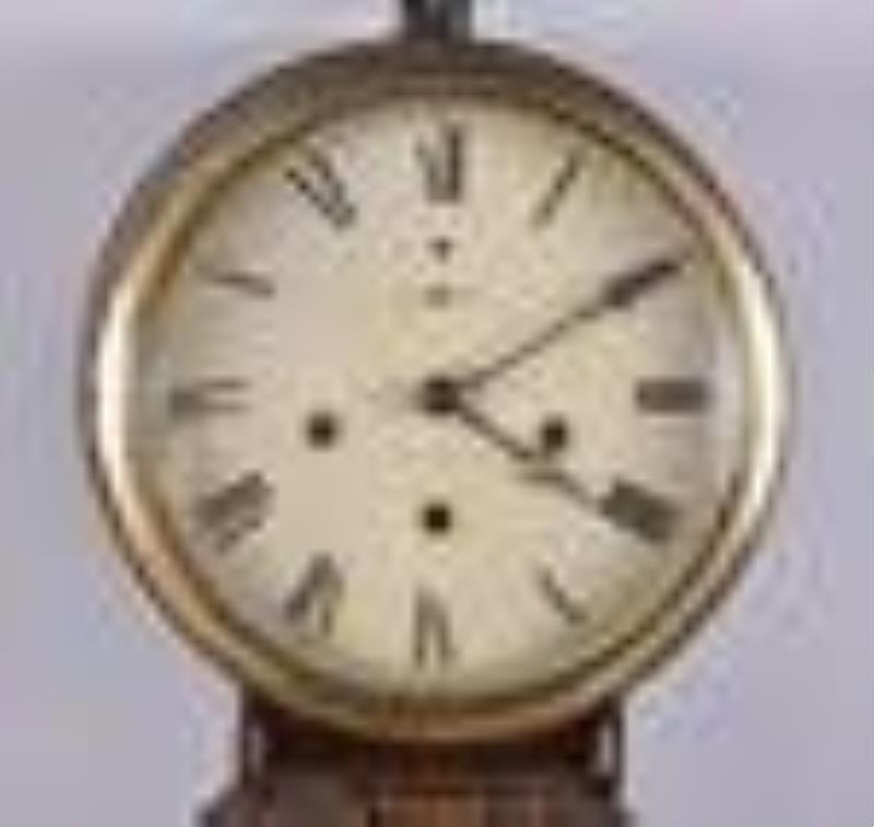 New Haven Clock Co. lyre style mahogany case wall clock