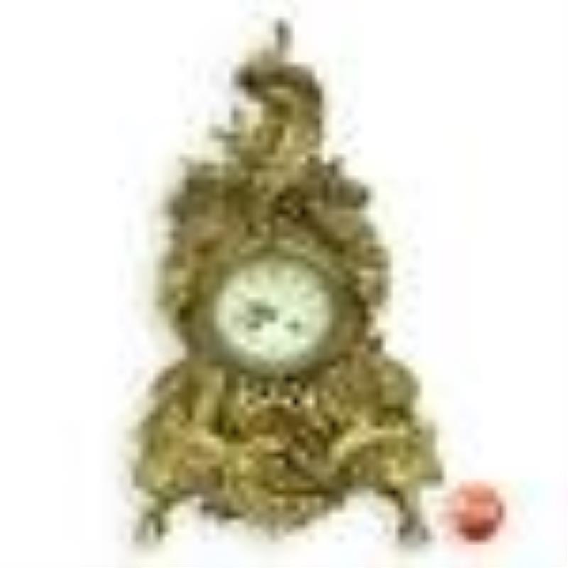 19C French Rococo Style Gilt Bronze Mantle Clock