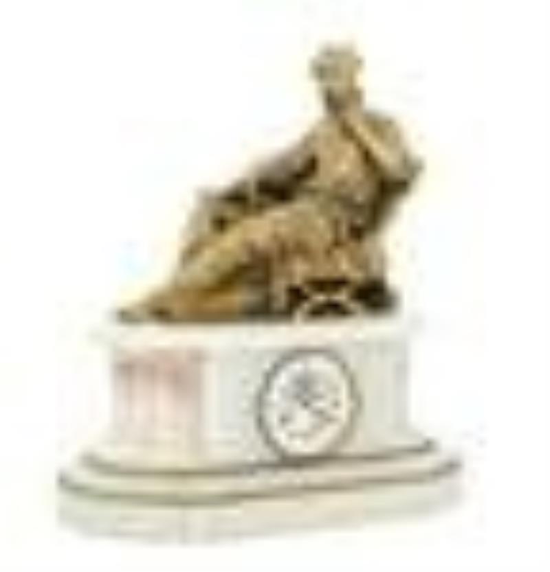French Gilt-Bronze and Onyx Figural Clock