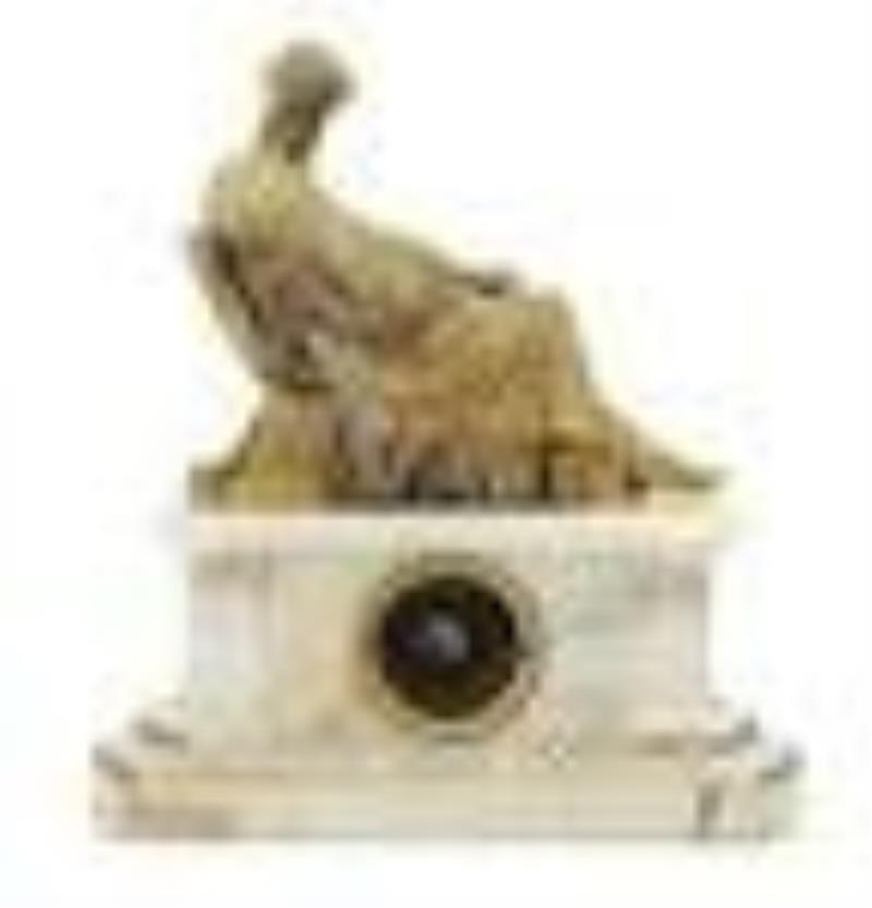 French Gilt-Bronze and Onyx Figural Clock