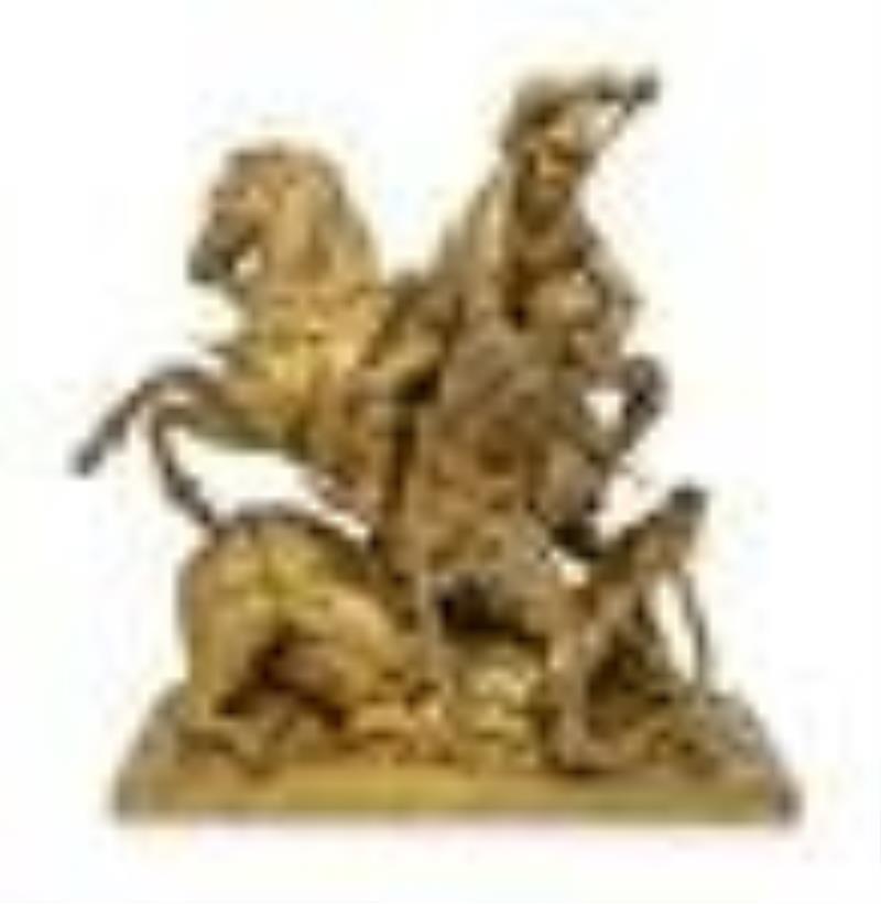 A Large French Gilt Bronze Figural Clock After Jean-Franacois-Theodore Gechter (1796-1844)