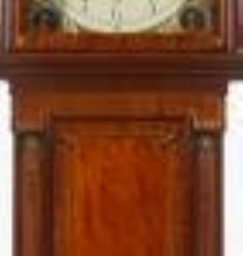 A Regency Brass Inlaid Mahogany Longcase Clock with an Animated Dial