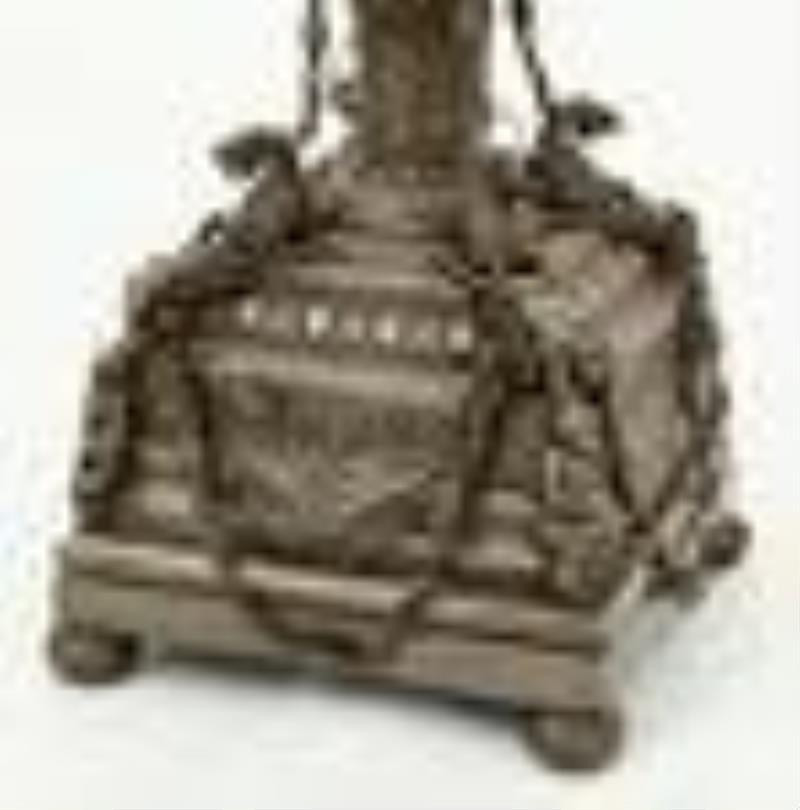 French Silvered Bronze Figural Annular Clock