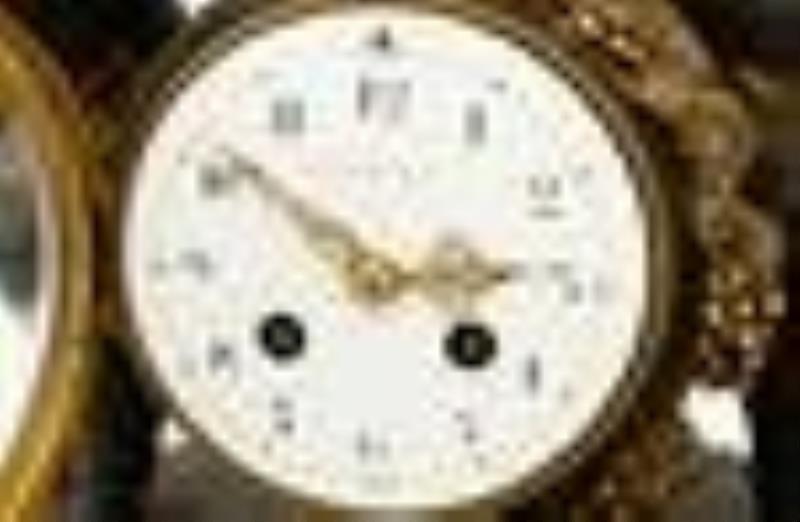Tiffany & Co. Marble & Bronze Clock Garniture Set