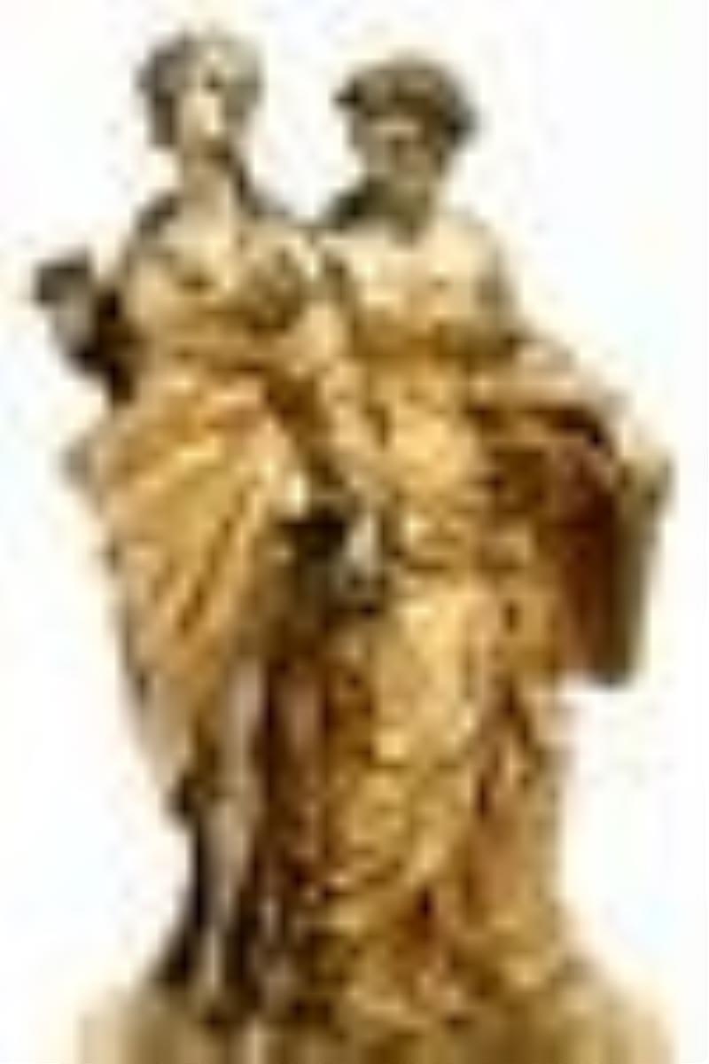 French Gilt & Silvered Bronze Figural Clock