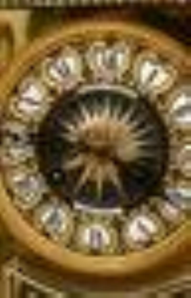French Gilt & Silvered Brass Clock Garniture